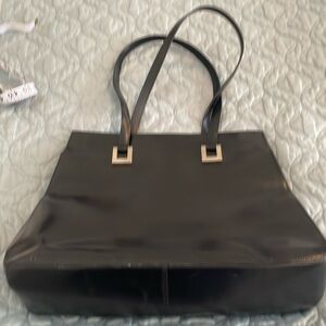 Genny Italian, black leather tote bag preop